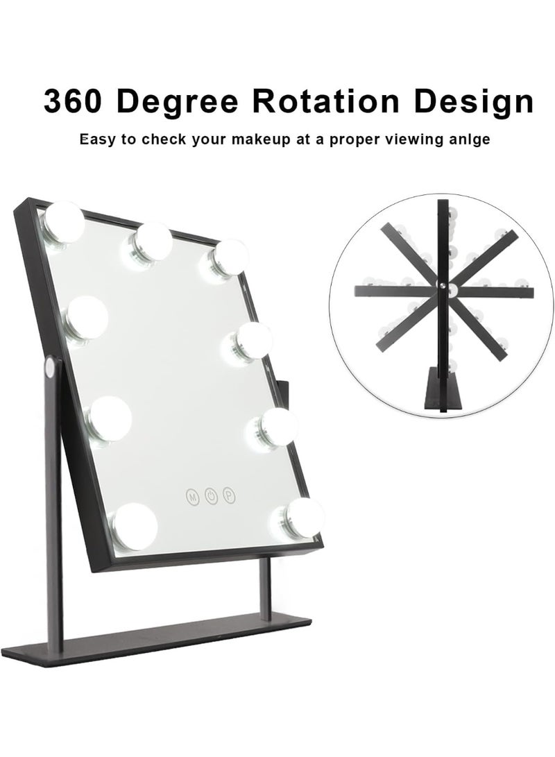 HOME TASTE Vanity Mirror with Lights, Hollywood Makeup Mirror with 9 Dimmable LED Bulbs, 3 Color Modes, Touch Control, 360° Rotating Cosmetic Mirror for Dressing Table - Image 4